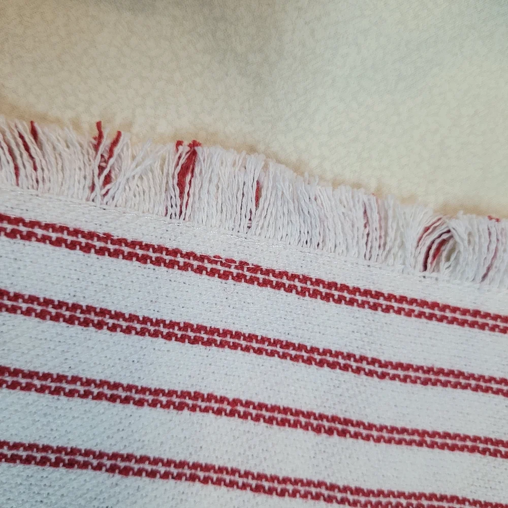 NEW! Throw Pillow COVERS 24x24 Set of 2 Striped Red Pillow Farmhouse Boho - Picture 3 of 7